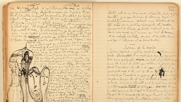 une double page d'un cahier de MArcel Proust