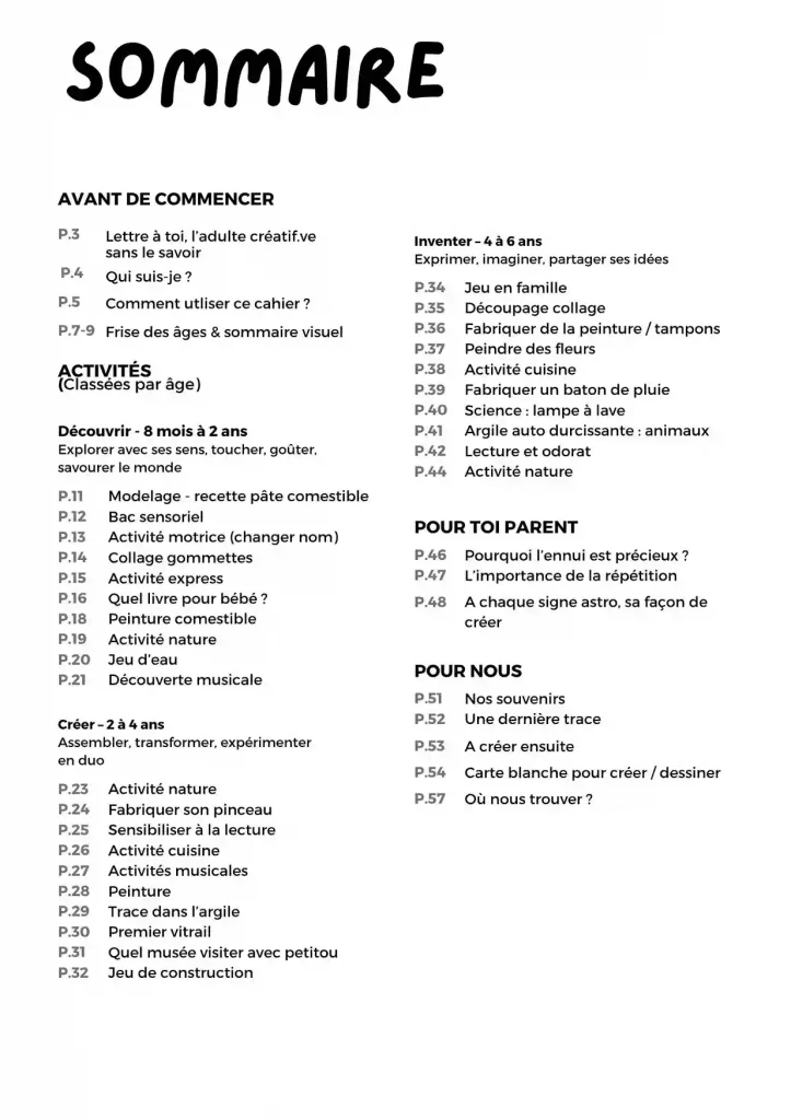 Extrait du cahier d'activités créatives en famille – La Sardine Plastique